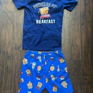Blue Breakfast-Themed Kids Pajamas
